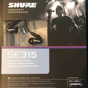 Open Box Shure SE315 Black Headphones New